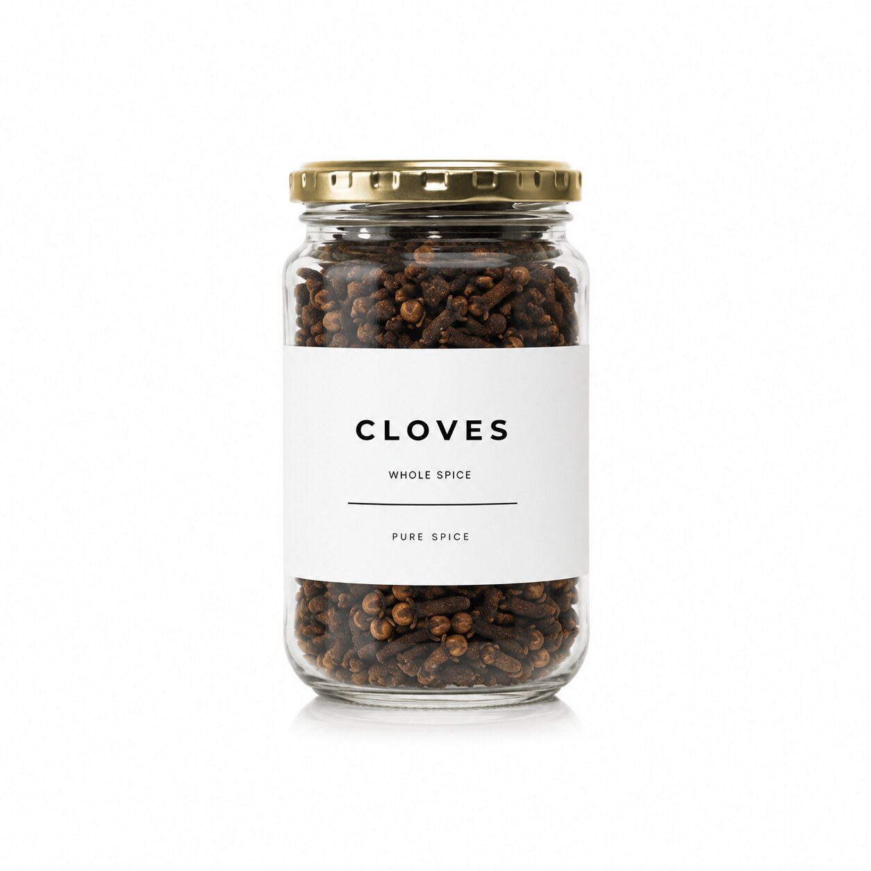 Whole cloves in a Madame Masala glass jar
